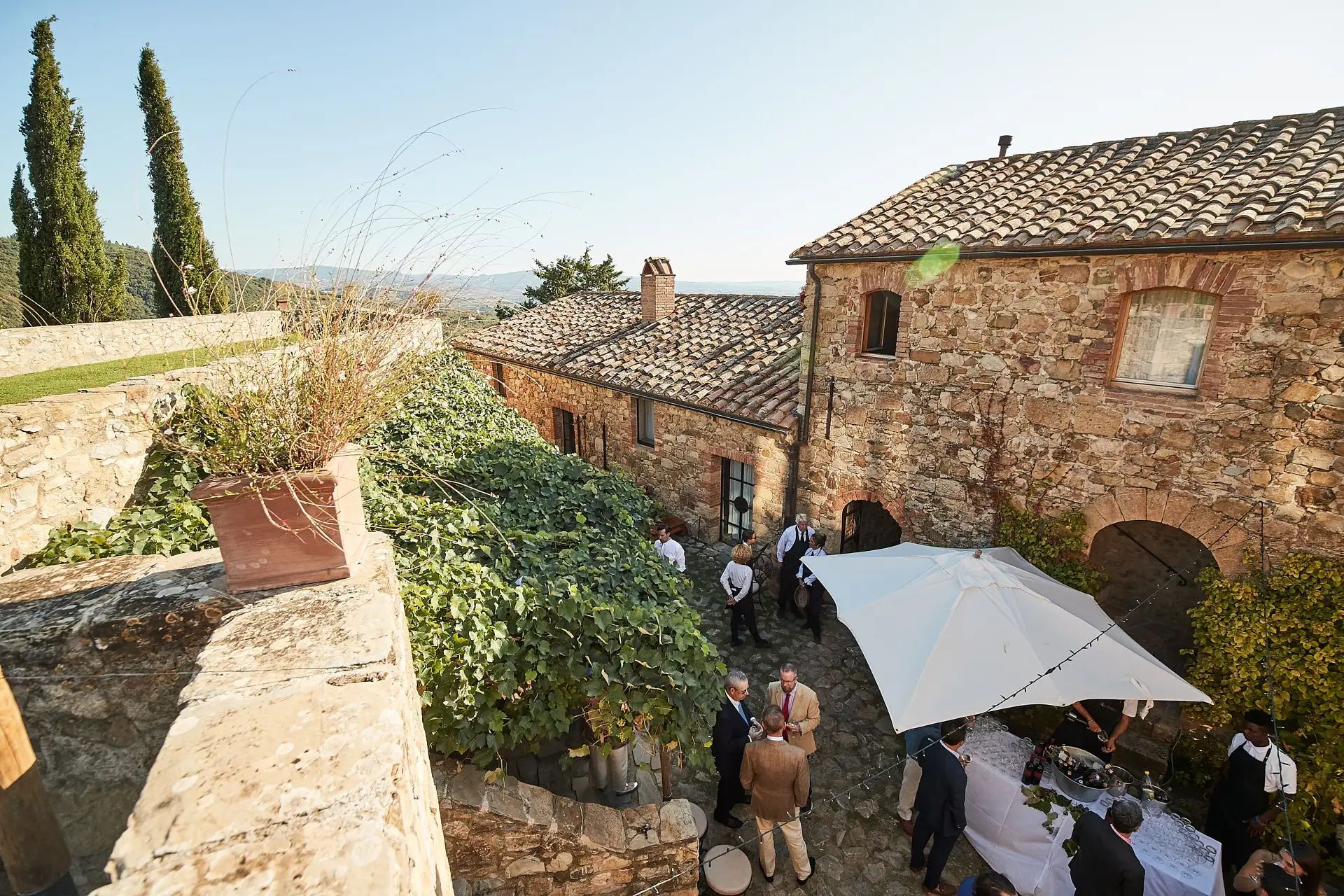 castello di vicarello wedding welcome dinner