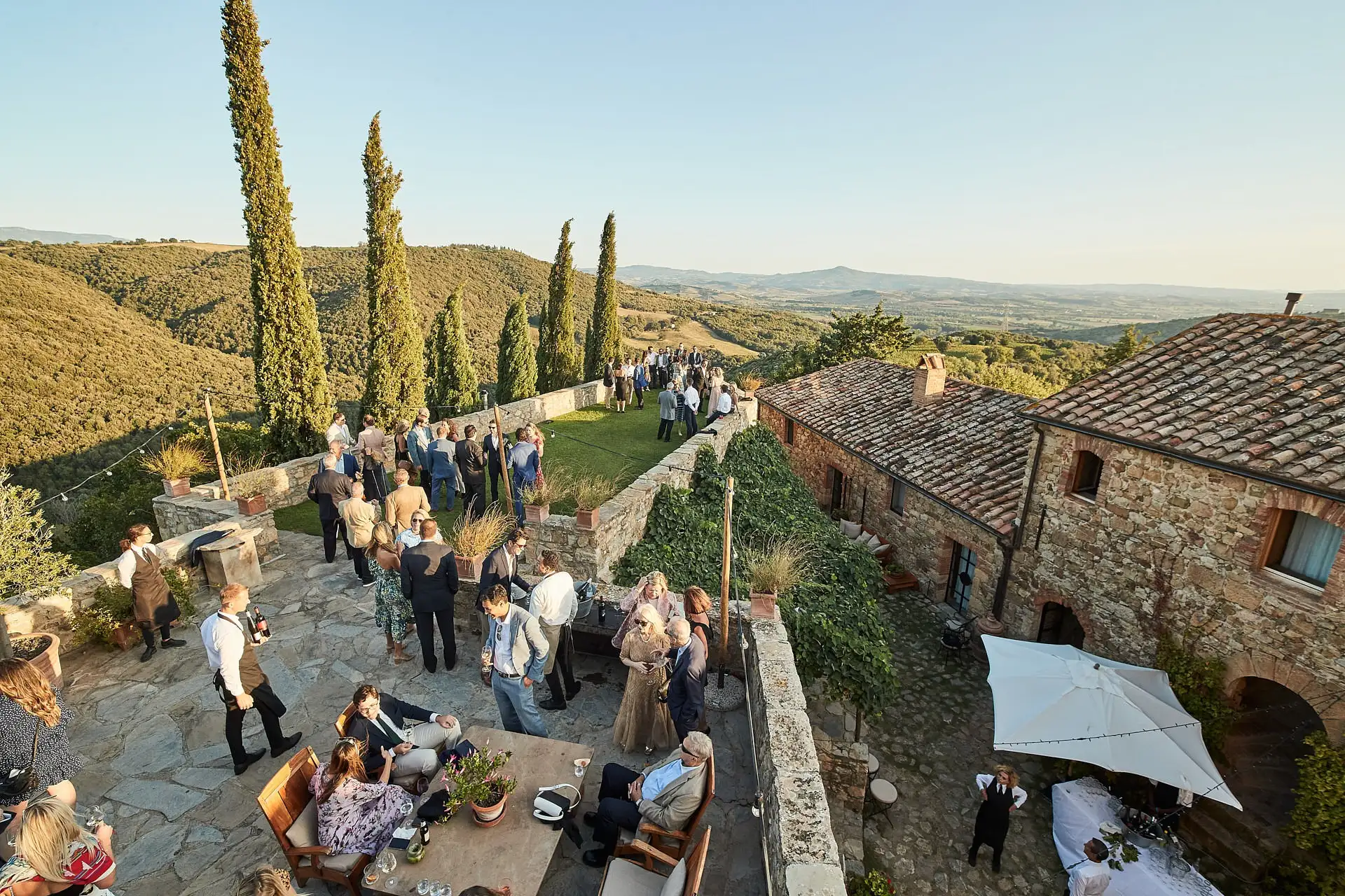 castello di vicarello wedding welcome dinner